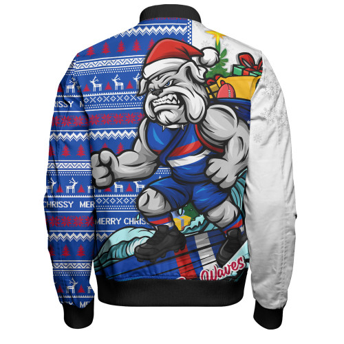 Western Bulldogs Bomber Jacket Christmas Holiday Santa Rides The Waves