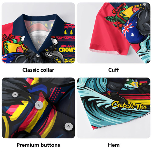 Adelaide Crows Hawaiian Shirt Christmas Holiday Santa Rides The Waves