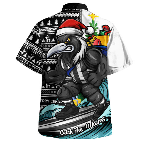 Collingwood Hawaiian Shirt Christmas Holiday Santa Rides The Waves