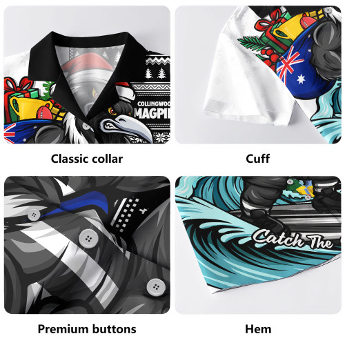 Collingwood Hawaiian Shirt Christmas Holiday Santa Rides The Waves