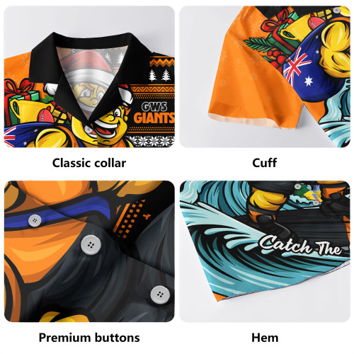 GWS GIANTS Hawaiian Shirt Christmas Holiday Santa Rides The Waves