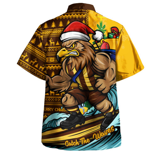 Hawthorn Hawaiian Shirt Christmas Holiday Santa Rides The Waves