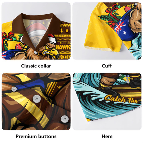 Hawthorn Hawaiian Shirt Christmas Holiday Santa Rides The Waves