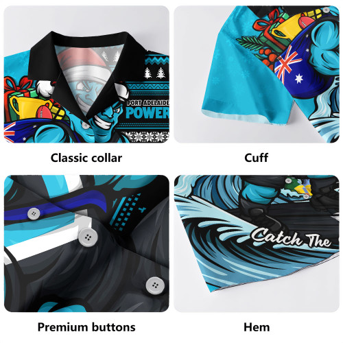 Port Adelaide Hawaiian Shirt Christmas Holiday Santa Rides The Waves