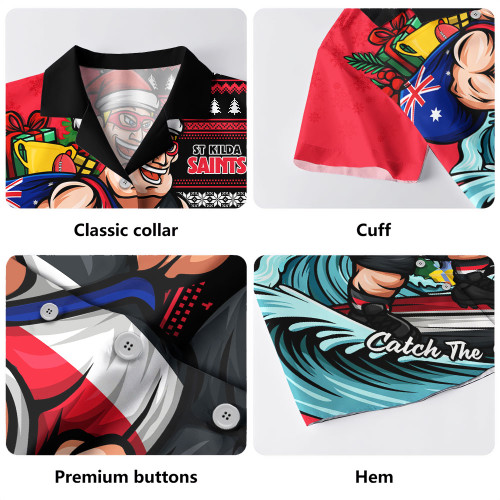 St Kilda Hawaiian Shirt Christmas Holiday Santa Rides The Waves