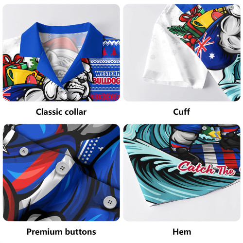 Western Bulldogs Hawaiian Shirt Christmas Holiday Santa Rides The Waves