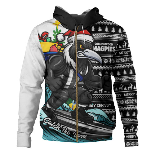 Collingwood Hoodie Christmas Holiday Santa Rides The Waves