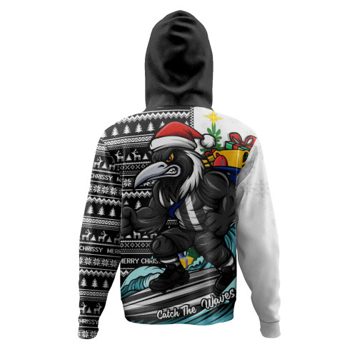 Collingwood Hoodie Christmas Holiday Santa Rides The Waves