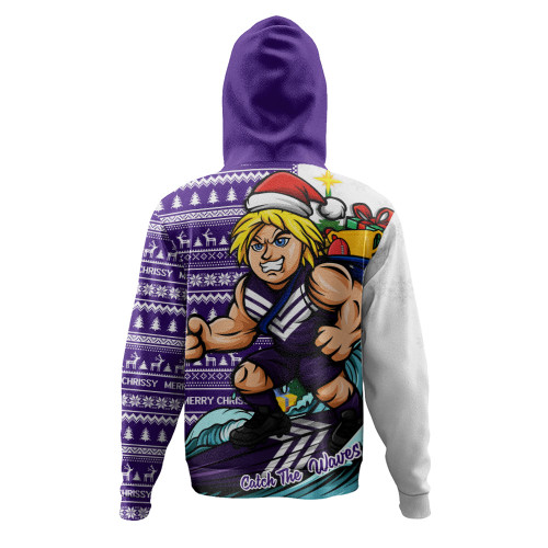 Fremantle Hoodie Christmas Holiday Santa Rides The Waves