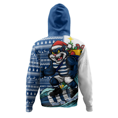 Geelong Cats Hoodie Christmas Holiday Santa Rides The Waves