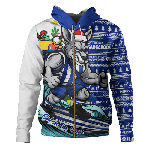 North Melbourne Hoodie Christmas Holiday Santa Rides The Waves