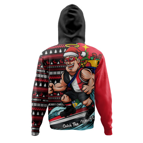 St Kilda Hoodie Christmas Holiday Santa Rides The Waves