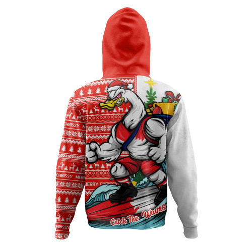 Sydney Swans Hoodie Christmas Holiday Santa Rides The Waves