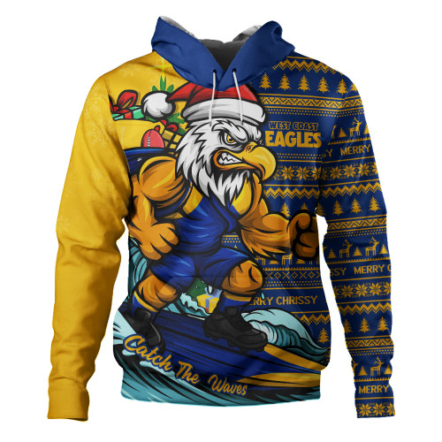 West Coast Eagles Hoodie Christmas Holiday Santa Rides The Waves