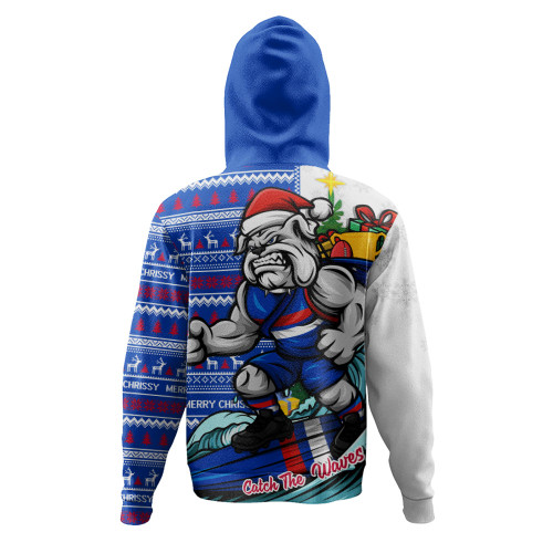 Western Bulldogs Hoodie Christmas Holiday Santa Rides The Waves