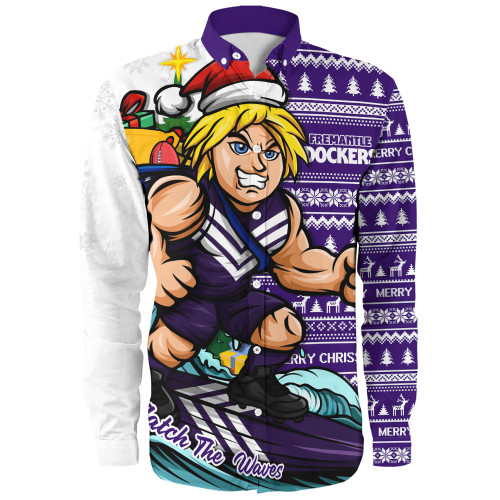 Fremantle Long Sleeve Shirt Christmas Holiday Santa Rides The Waves