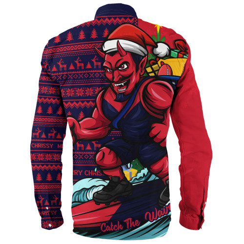 Melbourne Long Sleeve Shirt Christmas Holiday Santa Rides The Waves