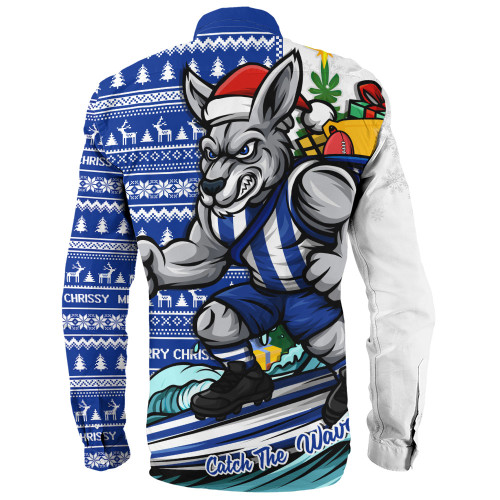 North Melbourne Long Sleeve Shirt Christmas Holiday Santa Rides The Waves