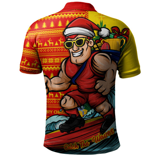 Gold Coast SUNS Polo Shirt Christmas Holiday Santa Rides The Waves