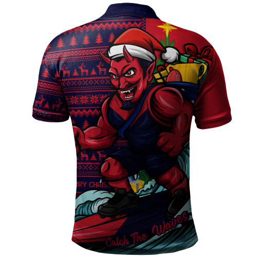Melbourne Polo Shirt Christmas Holiday Santa Rides The Waves