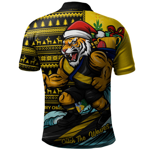 Richmond Polo Shirt Christmas Holiday Santa Rides The Waves