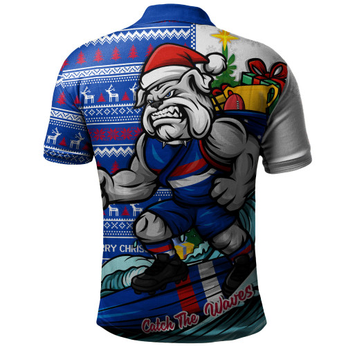 Western Bulldogs Polo Shirt Christmas Holiday Santa Rides The Waves