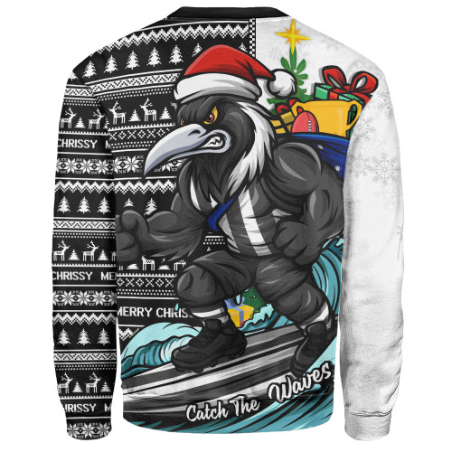 Collingwood Sweatshirt Christmas Holiday Santa Rides The Waves