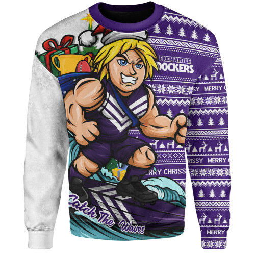Fremantle Sweatshirt Christmas Holiday Santa Rides The Waves