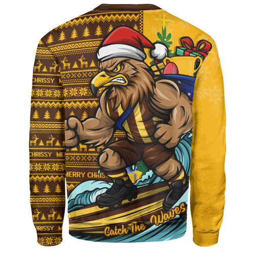 Hawthorn Sweatshirt Christmas Holiday Santa Rides The Waves