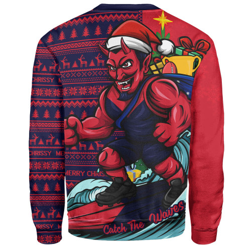 Melbourne Sweatshirt Christmas Holiday Santa Rides The Waves