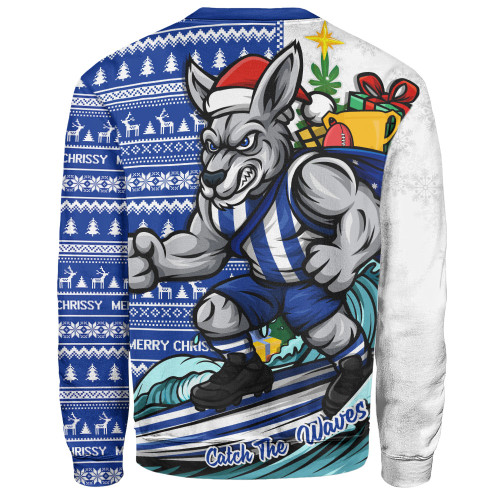 North Melbourne Sweatshirt Christmas Holiday Santa Rides The Waves