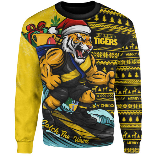 Richmond Sweatshirt Christmas Holiday Santa Rides The Waves