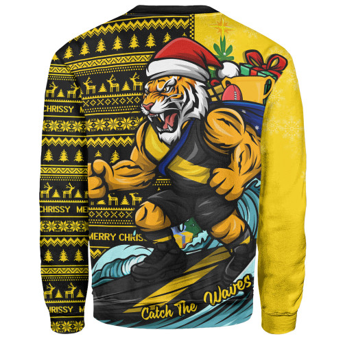 Richmond Sweatshirt Christmas Holiday Santa Rides The Waves