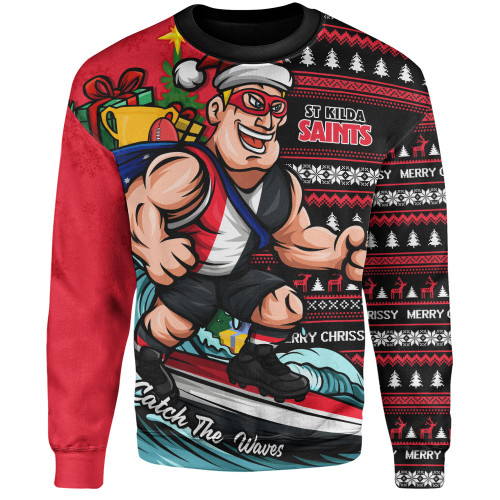St Kilda Sweatshirt Christmas Holiday Santa Rides The Waves