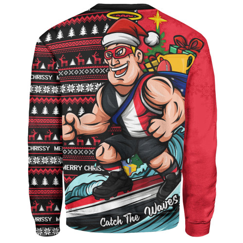 St Kilda Sweatshirt Christmas Holiday Santa Rides The Waves