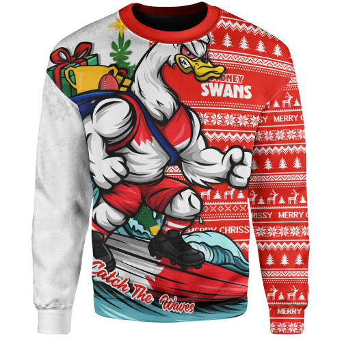 Sydney Swans Sweatshirt Christmas Holiday Santa Rides The Waves