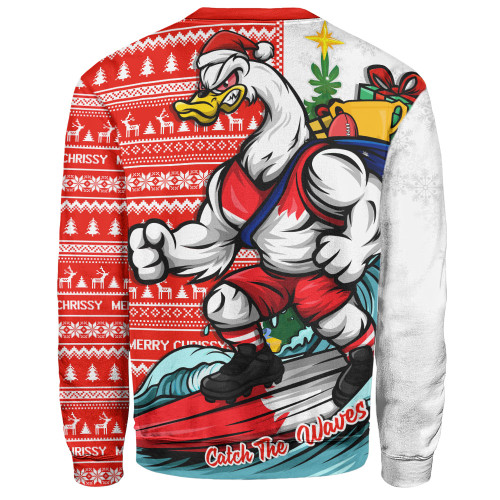 Sydney Swans Sweatshirt Christmas Holiday Santa Rides The Waves