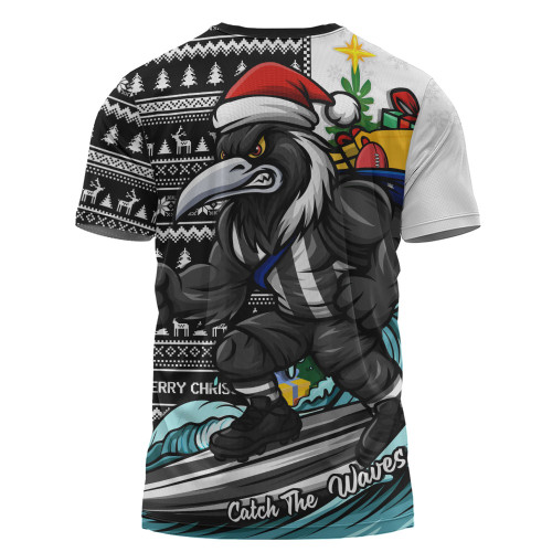 Collingwood T-Shirt Christmas Holiday Santa Rides The Waves