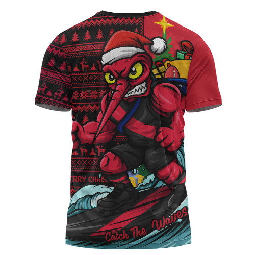 Essendon T-Shirt Christmas Holiday Santa Rides The Waves