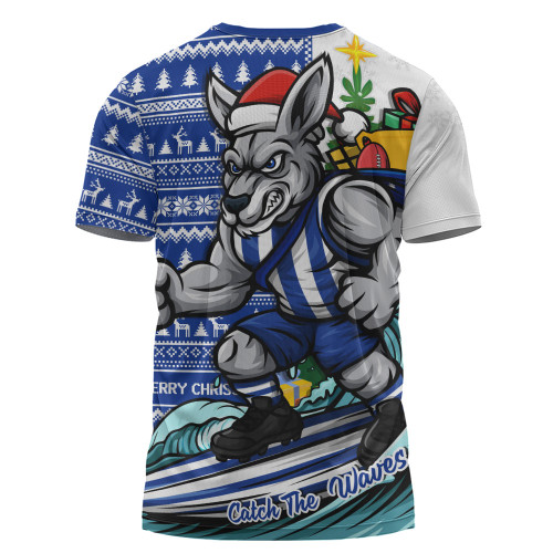 North Melbourne T-Shirt Christmas Holiday Santa Rides The Waves