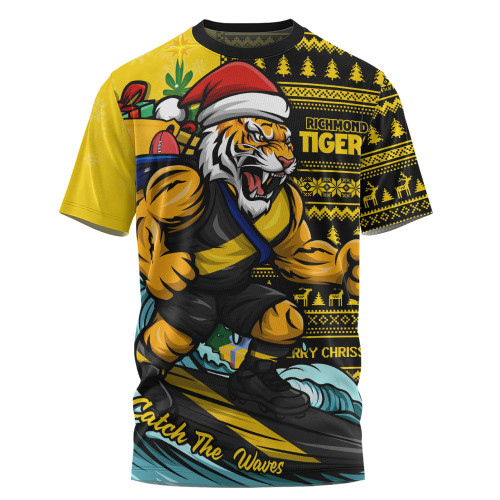 Richmond T-Shirt Christmas Holiday Santa Rides The Waves