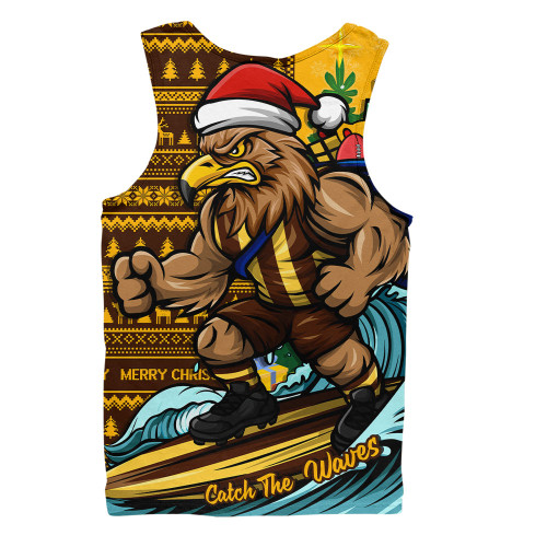 Hawthorn Men Singlet Christmas Holiday Santa Rides The Waves