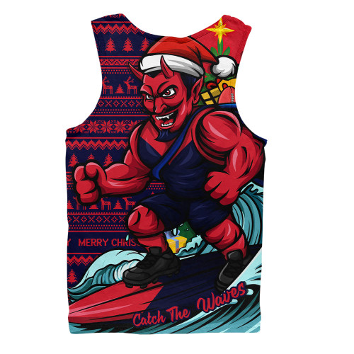 Melbourne Men Singlet Christmas Holiday Santa Rides The Waves