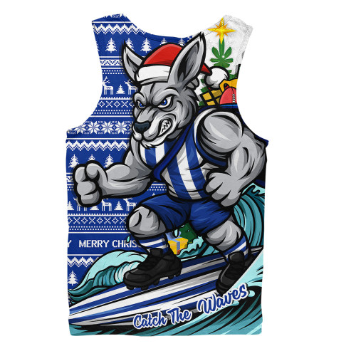 North Melbourne Men Singlet Christmas Holiday Santa Rides The Waves