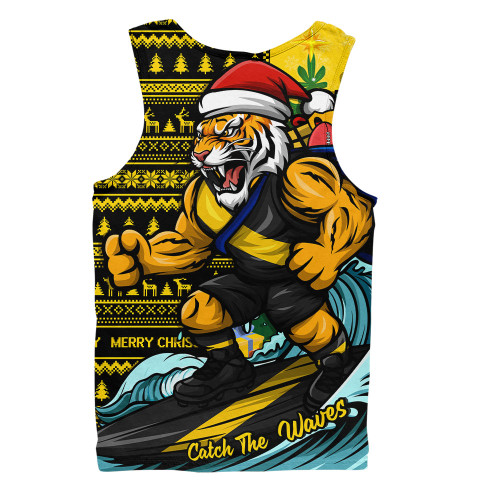 Richmond Men Singlet Christmas Holiday Santa Rides The Waves