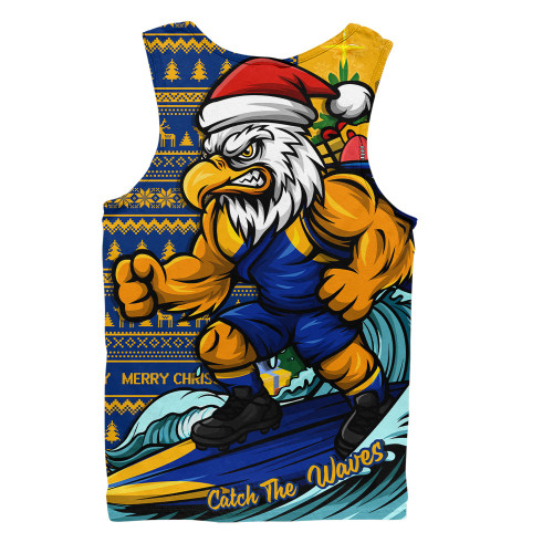 West Coast Eagles Men Singlet Christmas Holiday Santa Rides The Waves