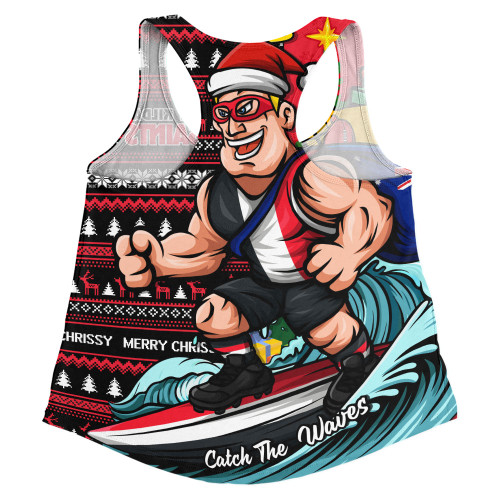 St Kilda Women Racerback Singlet Christmas Holiday Santa Rides The Waves