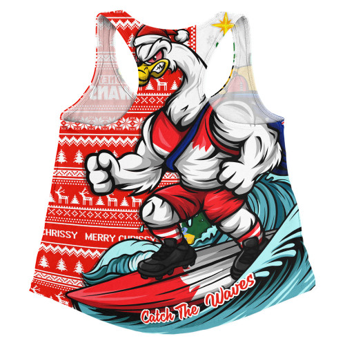 Sydney Swans Women Racerback Singlet Christmas Holiday Santa Rides The Waves