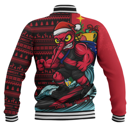 Essendon Baseball Jacket Christmas Holiday Santa Rides The Waves