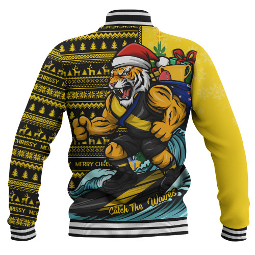 Richmond Baseball Jacket Christmas Holiday Santa Rides The Waves